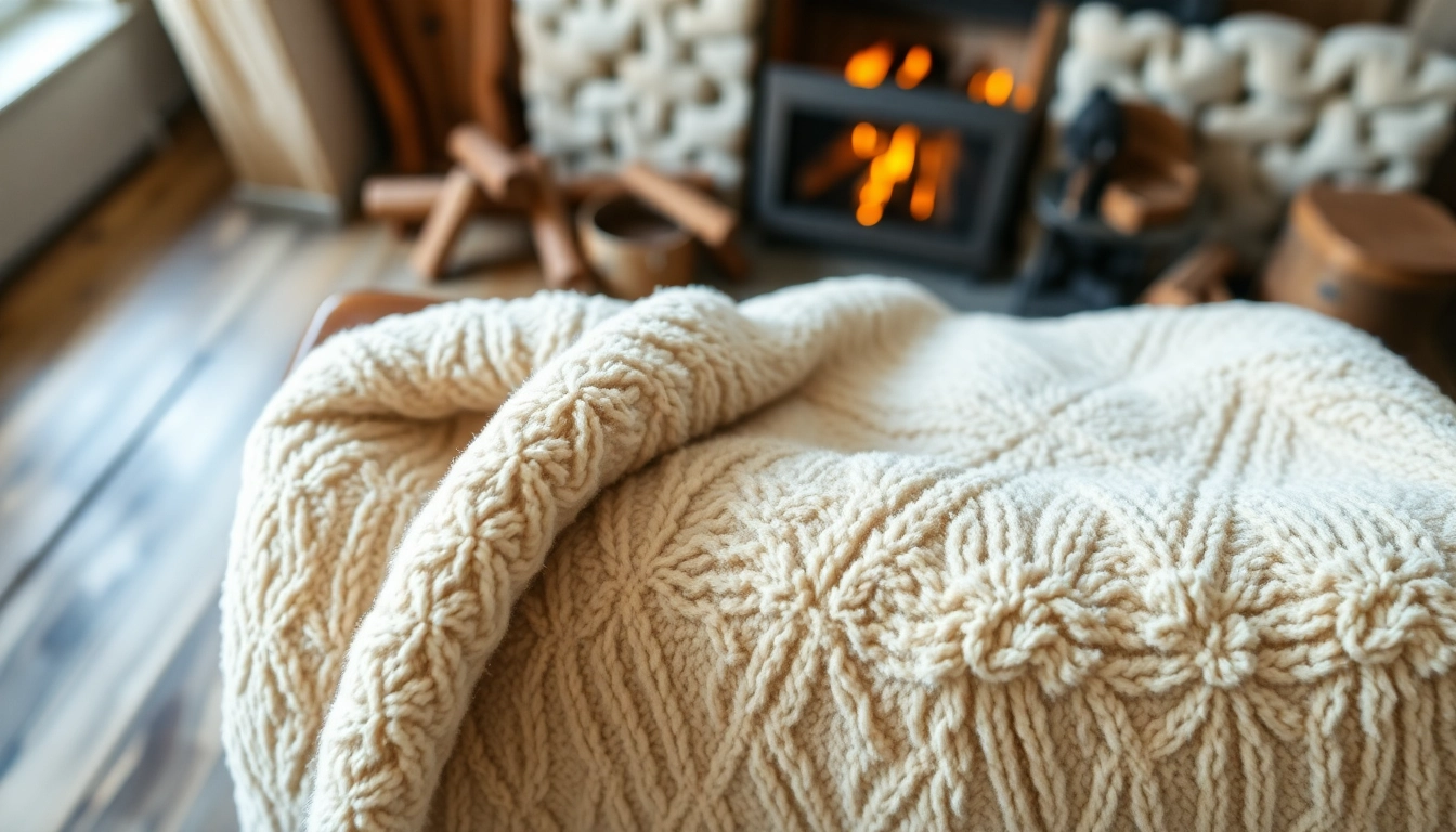 Fleece stof met unieke patronen op een rustieke stoel, perfect voor een cozy sfeer.